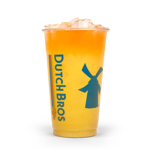 Dutch Bros peach rebel energy drink